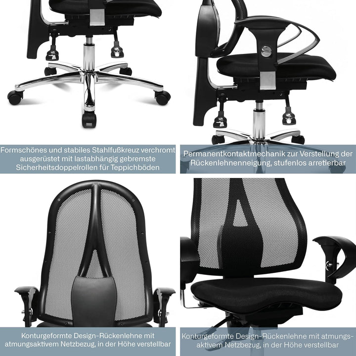 Topstar ST19UG20 Sitness 15, ergonomischer Bürostuhl, Schreibtischstuhl, inkl. höhenverstellbare Arm