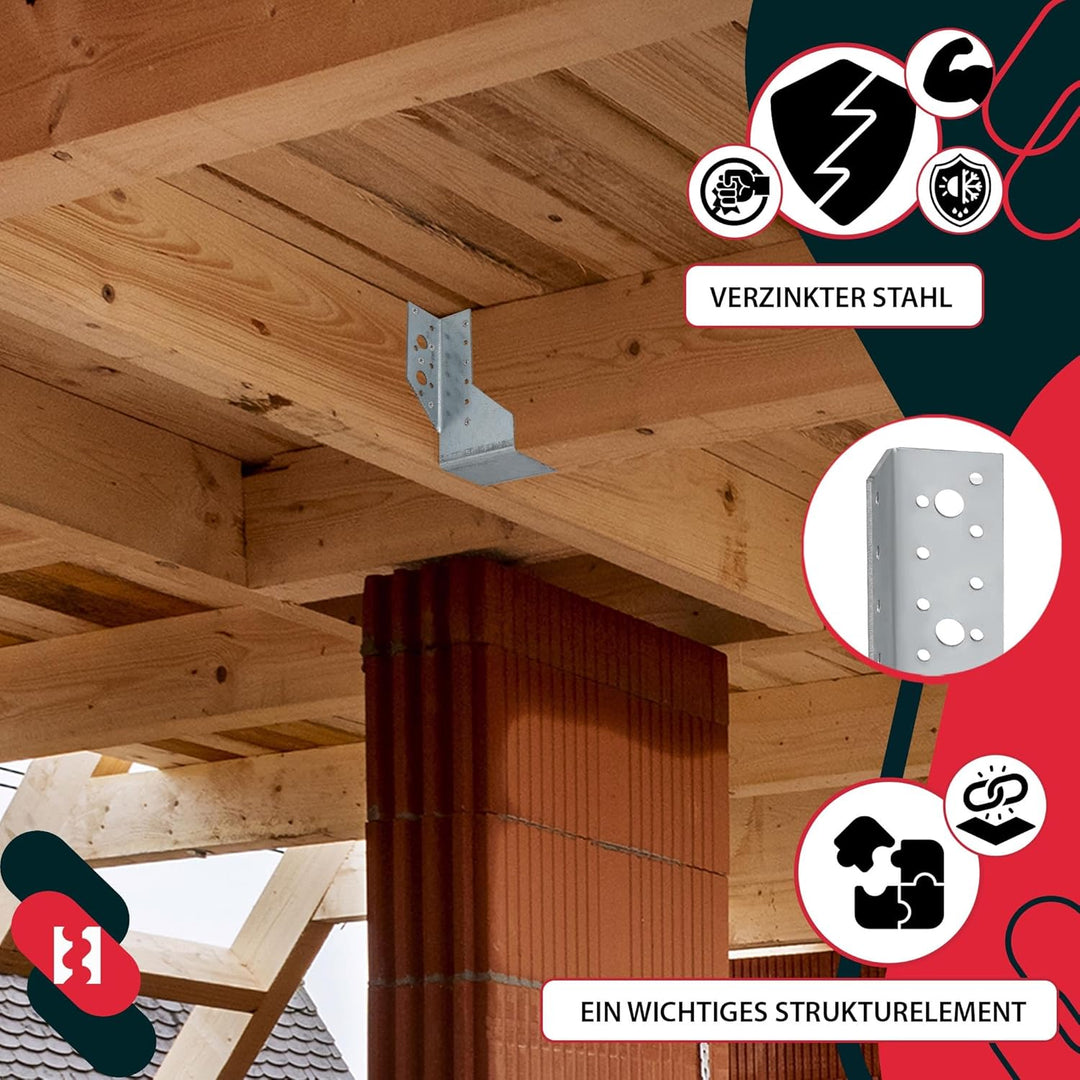 KOTARBAU® 10er Set Balkenschuh Typ A 140 mm Holzbalkenverbinder Balkenverbinder Verbinder für Baukon