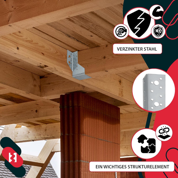 KOTARBAU® 10er Set Balkenschuh Typ A 140 mm Holzbalkenverbinder Balkenverbinder Verbinder für Baukon