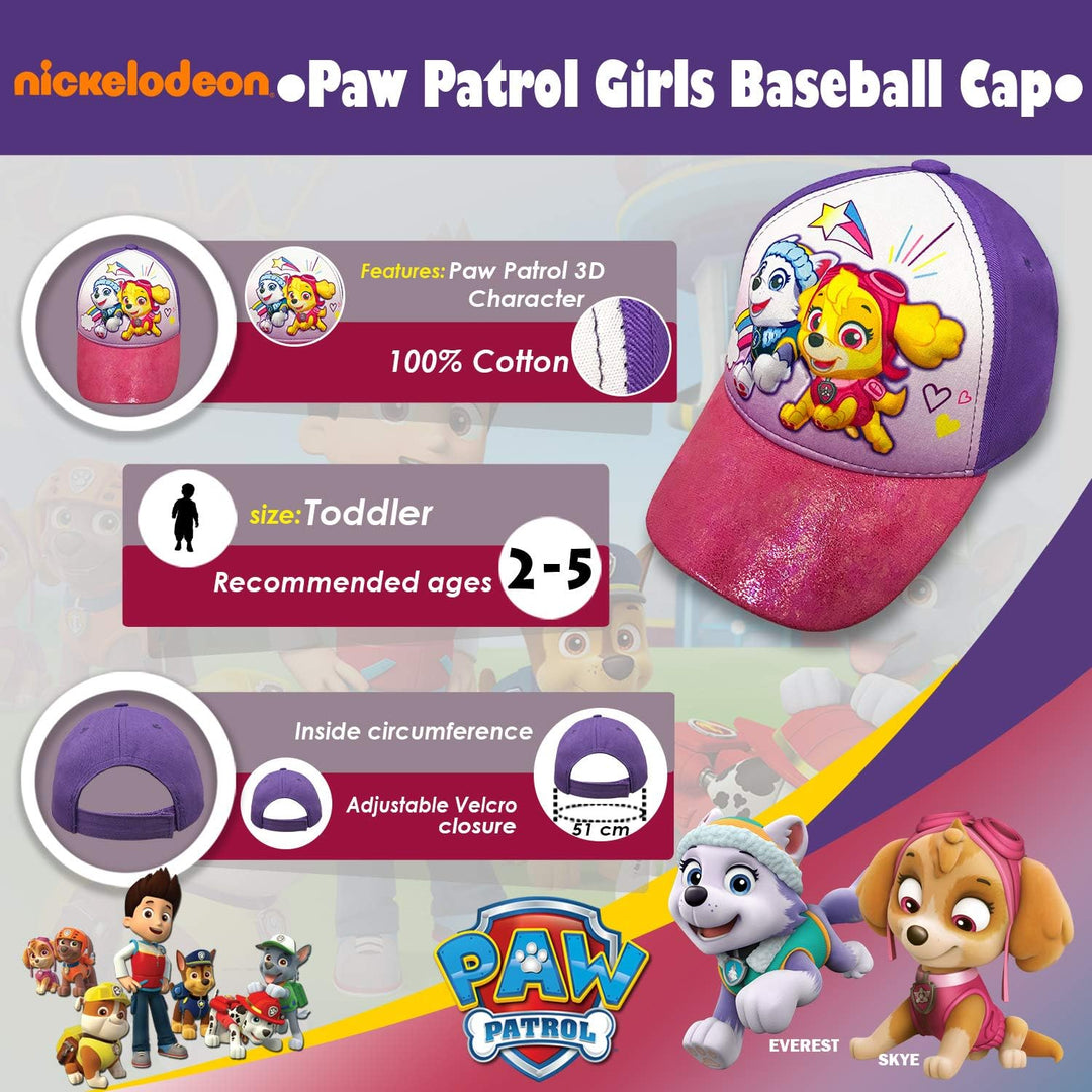 Nickelodeon Girls' Paw Patrol Cotton Baseball Cap Hat - Toddler 2-5 [6014]