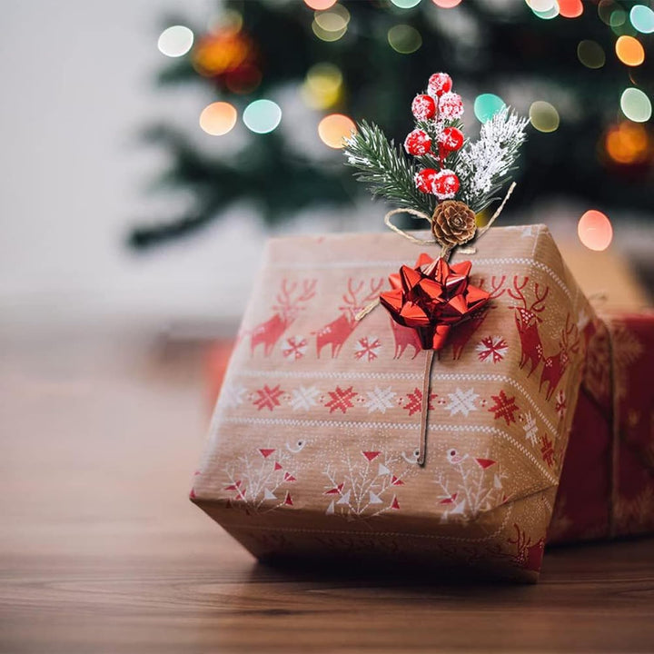 10 Stück Künstliche Rote Stechpalmen Beeren 15cm Weihnachtsbeeren Kleine Künstliche Tannenzweige mit