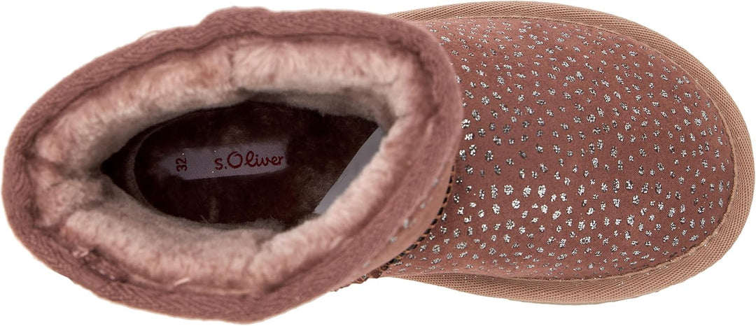 s.Oliver Mädchen Winterstiefeletten ohne Absatz Gefüttert Glitzer 32 EU Old Pink, 32 EU Old Pink