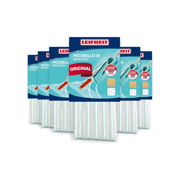 Leifheit Original Wischpad Picobello M Micro Duo Wischbezug für Glatte Böden, Wischer Bezug aus Mikr