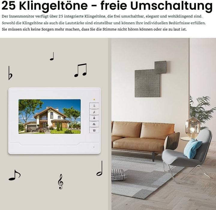 OBO HANDS Zwei-Wege-Audio-Türsprechanlage mit 17,8 cm (7 Zoll) Display für Heimsicherheitssystem