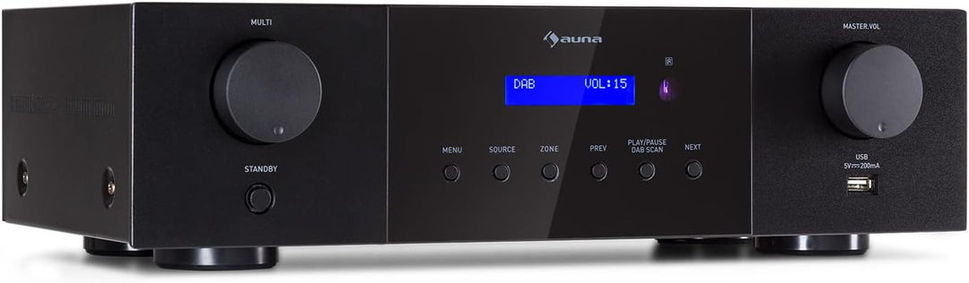 Auna AMP-4000 DAB HiFi-Stereo-Verstärker, DAB+-Radio, USB Fernbedienung, Amplifier mit LED-Display,