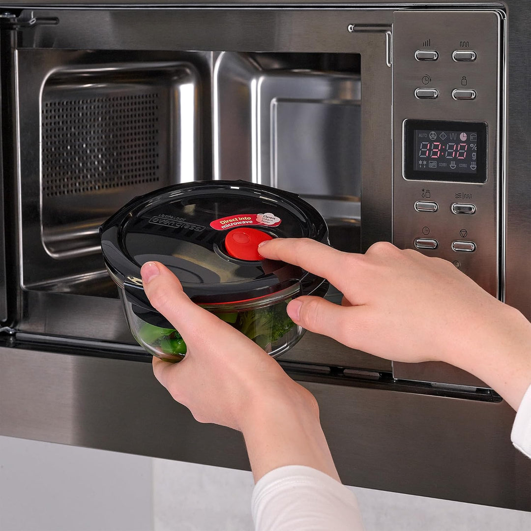 LOCK &amp; LOCK Frischhaltedose aus Glas mikrowellengeeignet - Oven Glass - Auflaufform rund mit Deckel