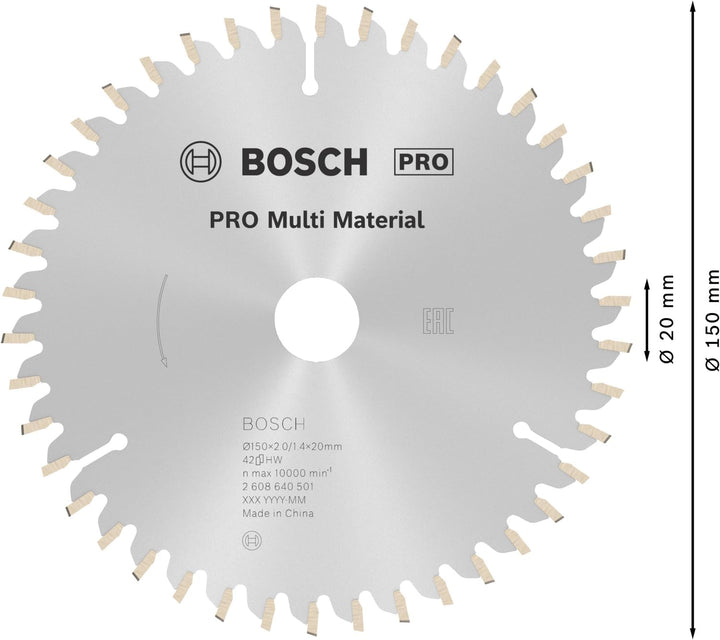 Bosch 1x PRO Multi Material Kreissägeblatt für Netz-Handkreissägen (für Aluminium, Kunststoff, Ø mm,