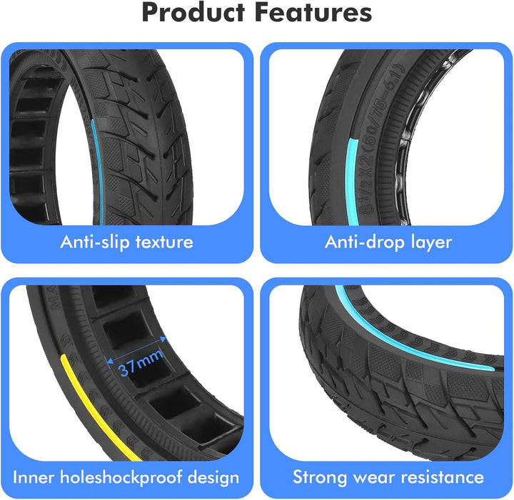 HPGAAVD 8,5 Zoll E Scooter Solid Reifen 2 Stück，50/75-6.1 Elektroroller Vollgummireifen für Xiaomi M