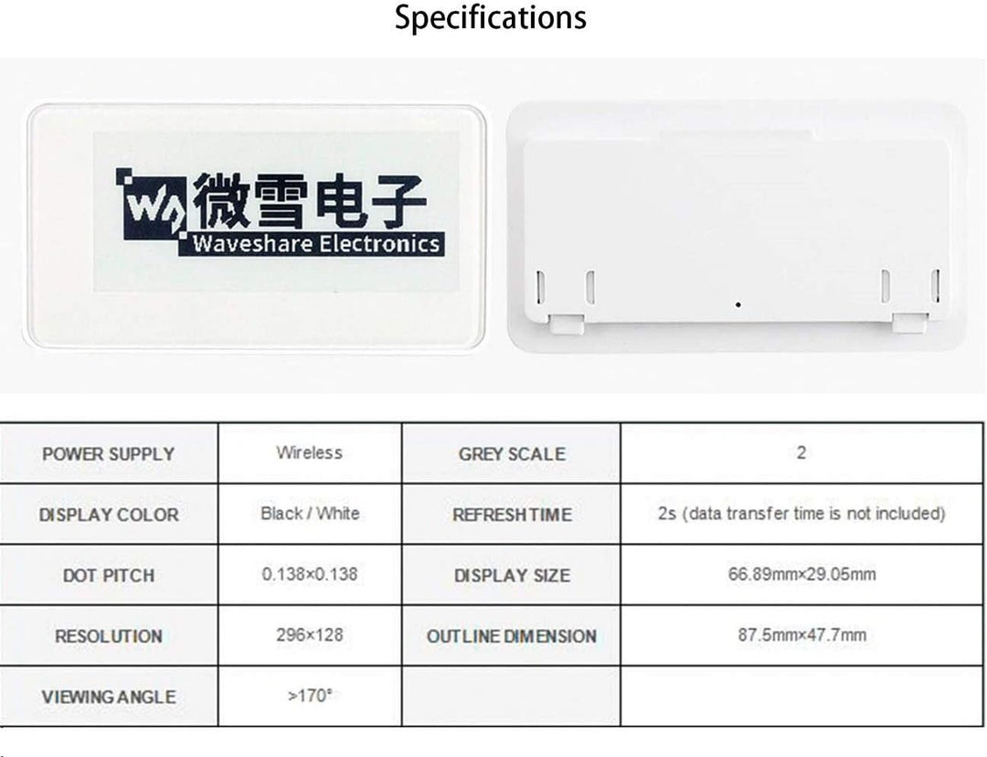 IBest 2.9inch Passive NFC-Powered e-Paper Black/White e-Ink Display, No Battery Required, Wireless P