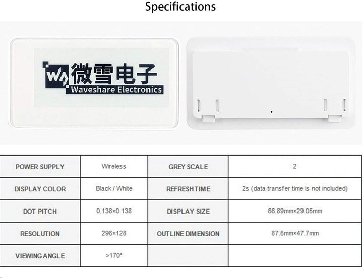 IBest 2.9inch Passive NFC-Powered e-Paper Black/White e-Ink Display, No Battery Required, Wireless P
