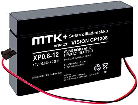 MTK+ Solarrollladen Akku ersetzt Vision CP1208 / 12V 0,8Ah Molex, vor Versand geladen und geprüft