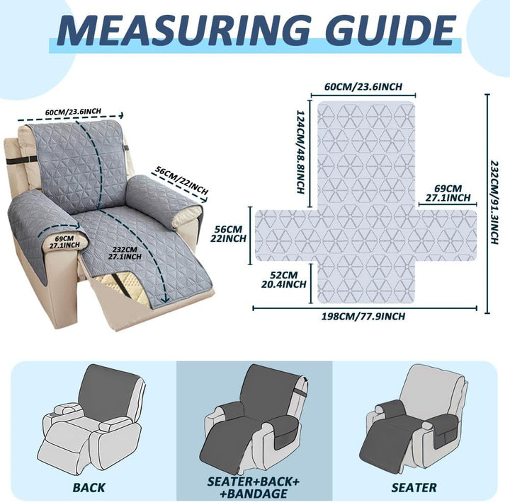 DUJUIKE Wasserdicht Sesselschoner Sesselauflage mit Armlehnen, Sesselschoner Bezug für Relaxsessel,