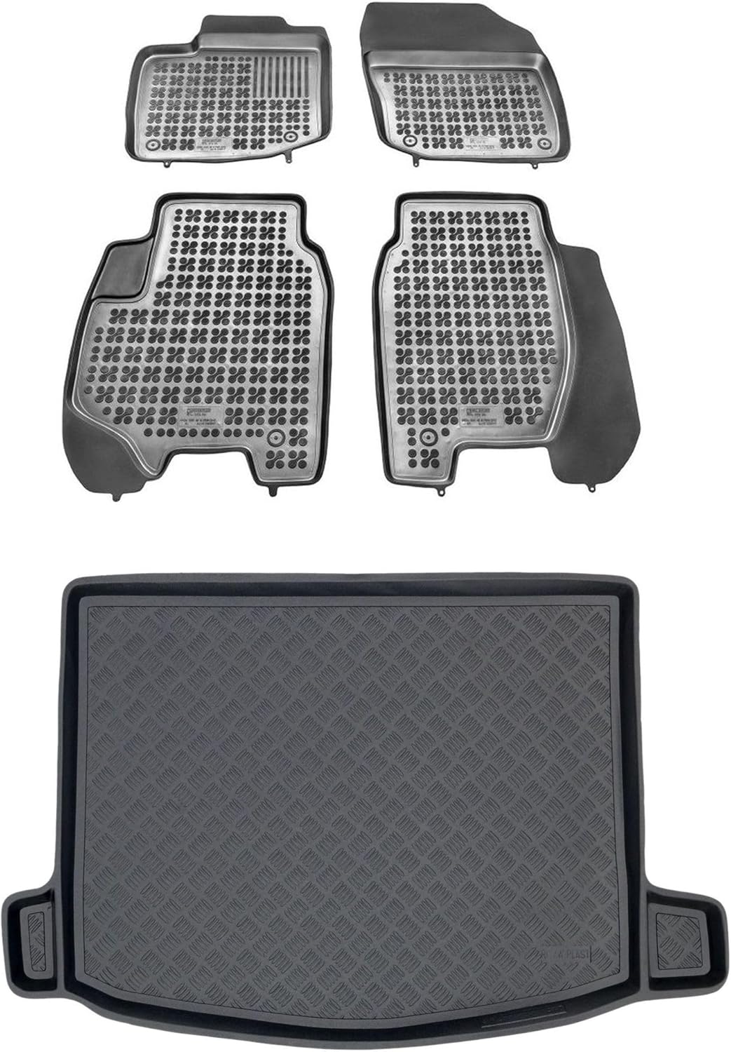 M MOTOS Satz Gummifussmatten und PE Kofferraumwanne für Honda Civic IX 2012-2017 - Verbessern Sie Ih