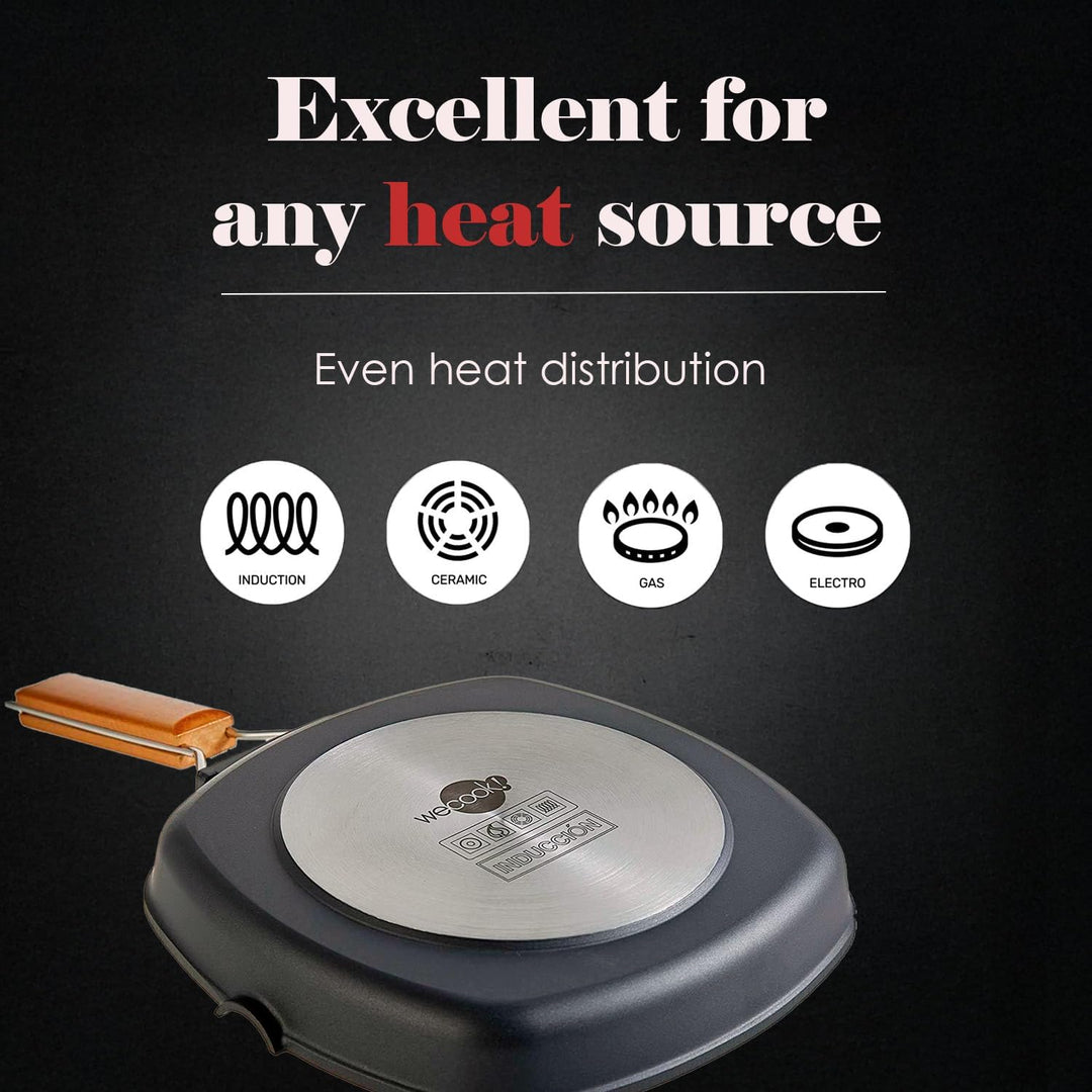 WECOOK! Ecostone Grillpfanne Induktion Glatter, 24 x 24 cm, Antihaftbeschichtung ILAG Ökologisch PFO