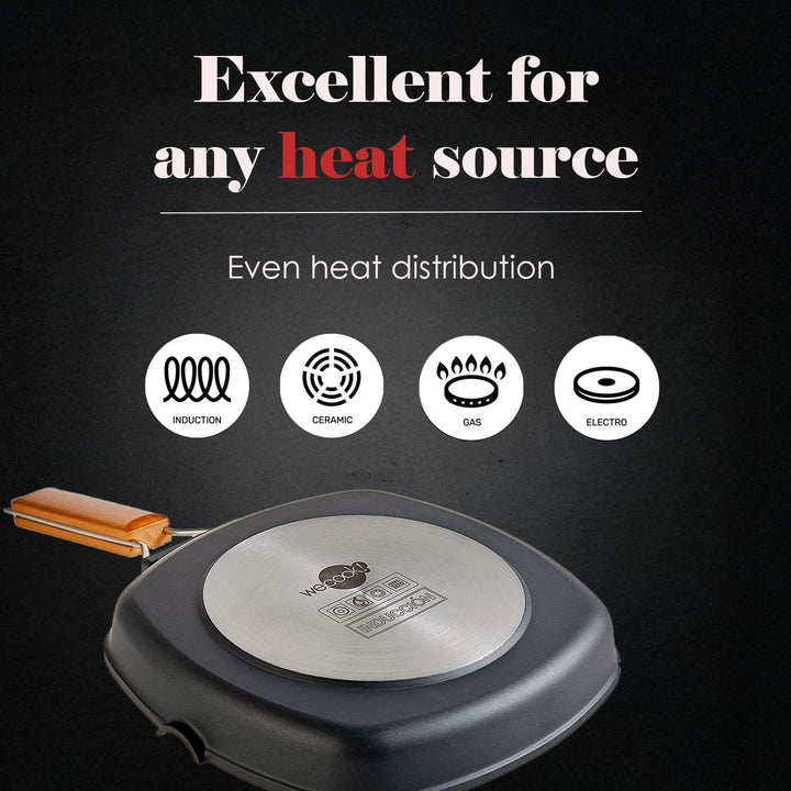 WECOOK! Ecostone Grillpfanne Induktion Glatter, 24 x 24 cm, Antihaftbeschichtung ILAG Ökologisch PFO