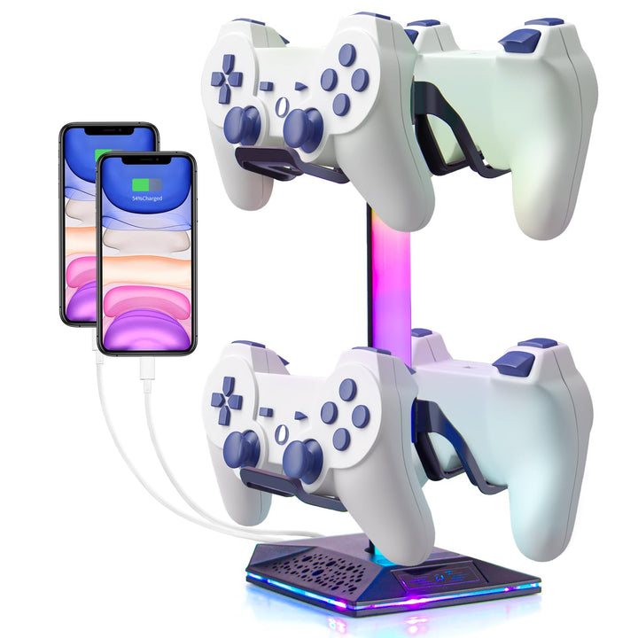 Todeco RGB Kopfhörer Ständer, Universaler Game Controller Ständer, Kopfhörer Halter mit 10 Lichtmodi
