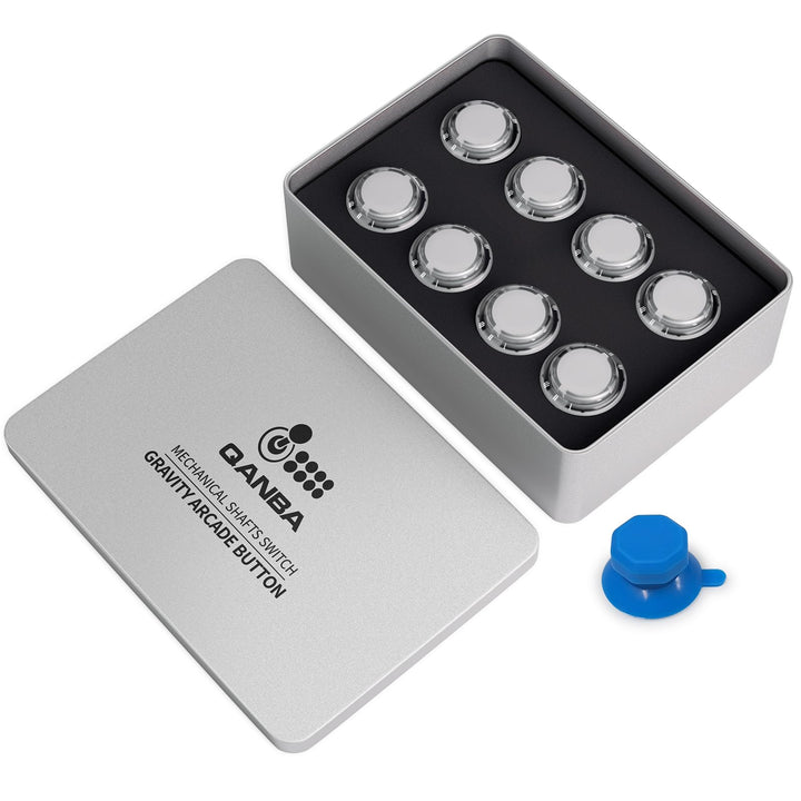 qanba Gravity KT Arcade-Tasten Mechanischer 30-mm-Snap-in-Druckknopf (Boxed) (Clear 30mm TD02), Clea