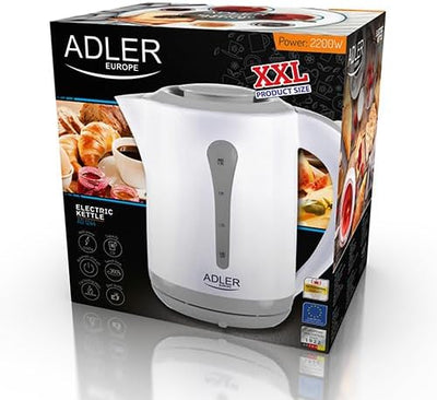 Adler AD 1244 Wasserkocher 2,5 L, Weiss/Grau