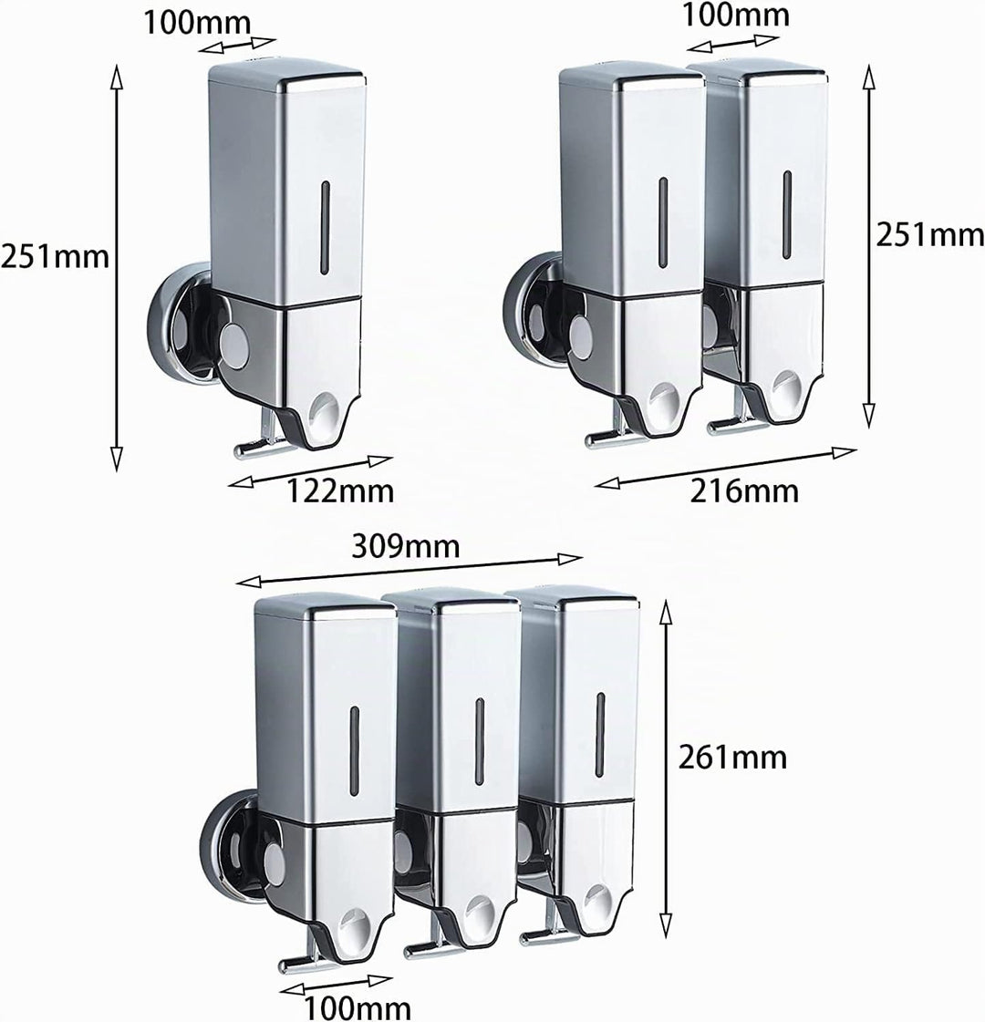 No Drill Manueller Presskopf an der Wand befestigter Seifenspender, Dusch- und Lotionspender für Zuh