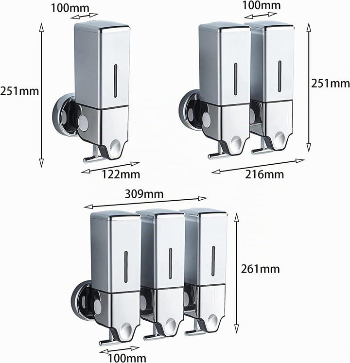 No Drill Manueller Presskopf an der Wand befestigter Seifenspender, Dusch- und Lotionspender für Zuh
