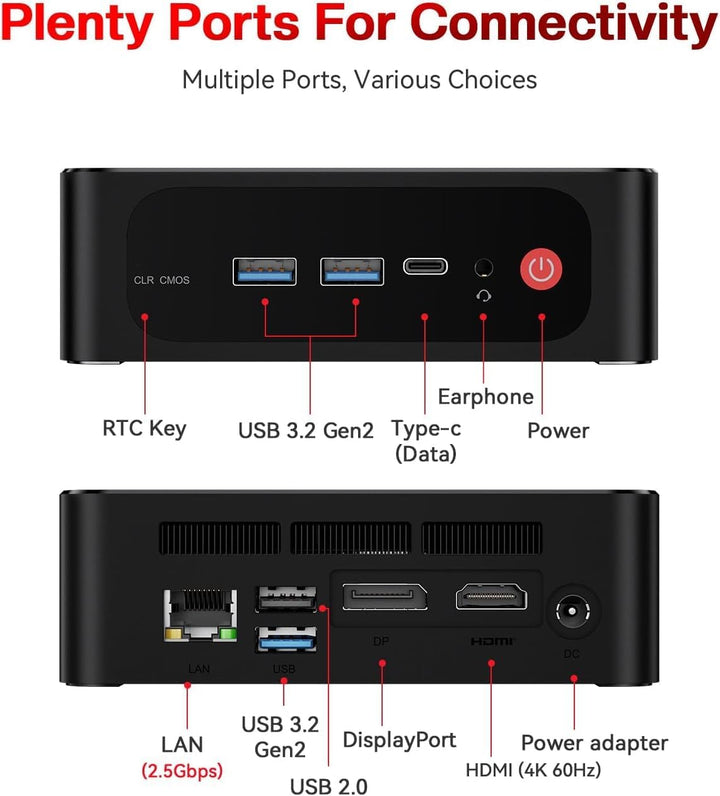 Beelink Mini PC AMD Ryzen 7 5800H(8C/16T,bis zu 4.4 GHz), SER5 Pro Mini Computer 16GB DDR4 500GB M.2