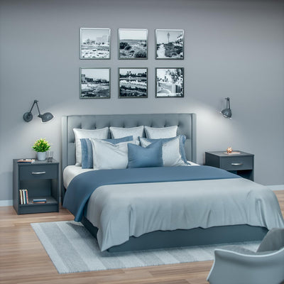 Casaria® Nachttisch Anthrazit 50x40x35cm mit Schublade Holz Modern 50cm Komforthöhe Boxspringbett Sc