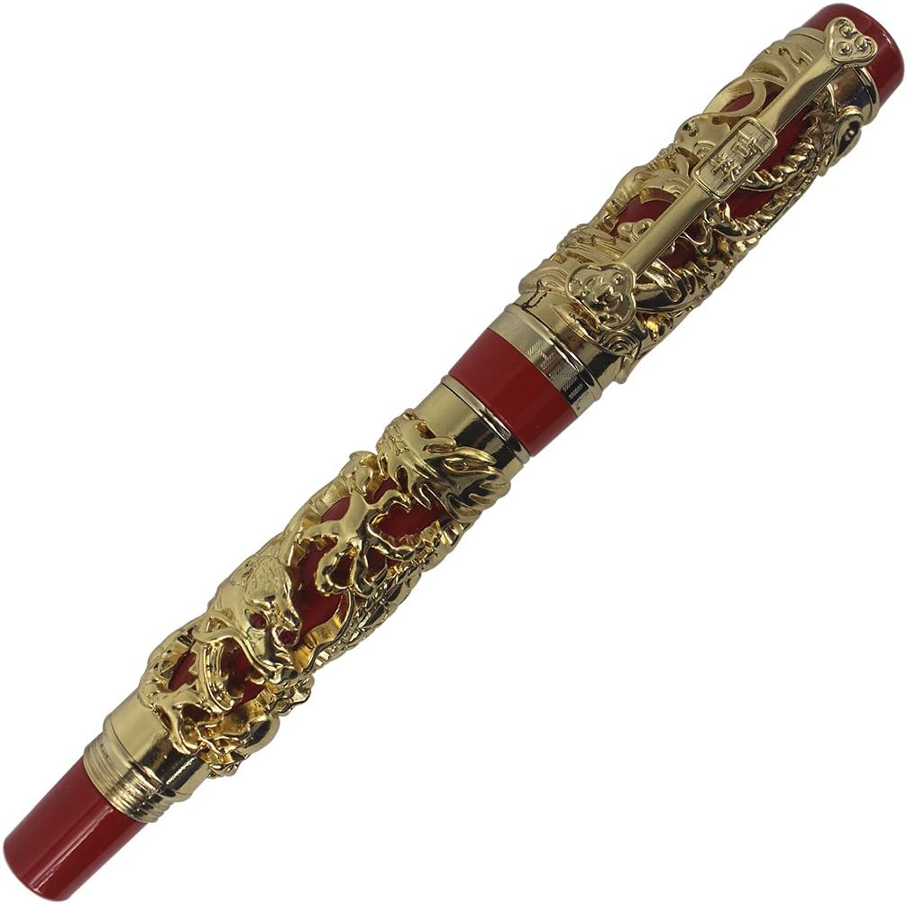 Abcsea Sammler Luxus Geschnitzten Drachen Und Phoenix Rollerball - Gold & rot, Gold & rot