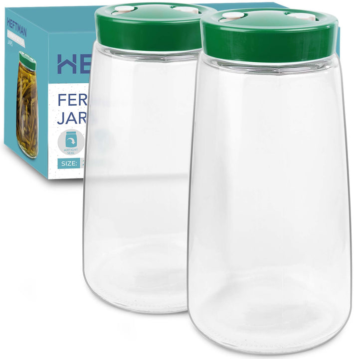HEFTMAN Gärglas mit Entlüftungsventil mit 1-Wege-Entlüftung - 2.2L 2er-Pack Lebensmittelecht Ferment