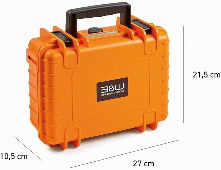 B&amp;W Transportkoffer Outdoor Typ 1000 orange mit variabler Facheinteilung - wasserdicht nach IP67 Zer
