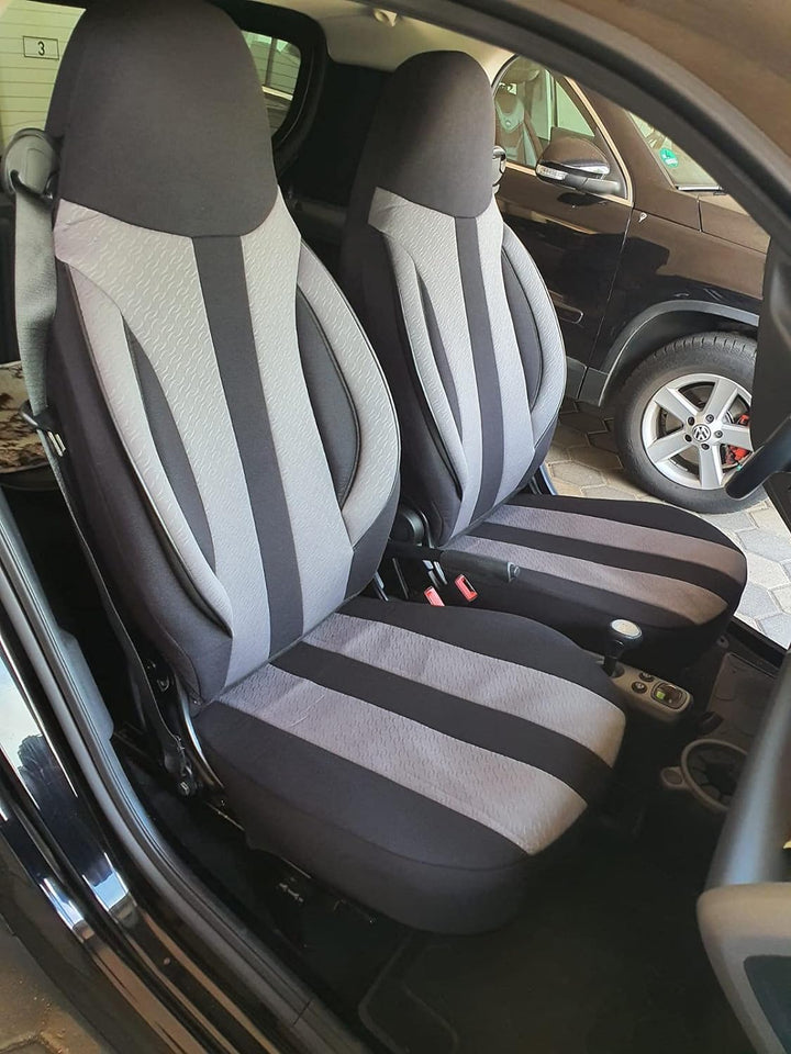 BREMER SITZBEZÜGE Mass Sitzbezüge kompatibel mit Smart fortwo 450 451 Fahrer &amp; Beifahrer MD501 Schwa