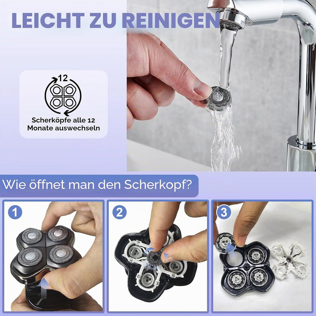 8 Stück Ersatzköpfe kompatibel mit Skull Shaver Pitbull Elektrorasierer