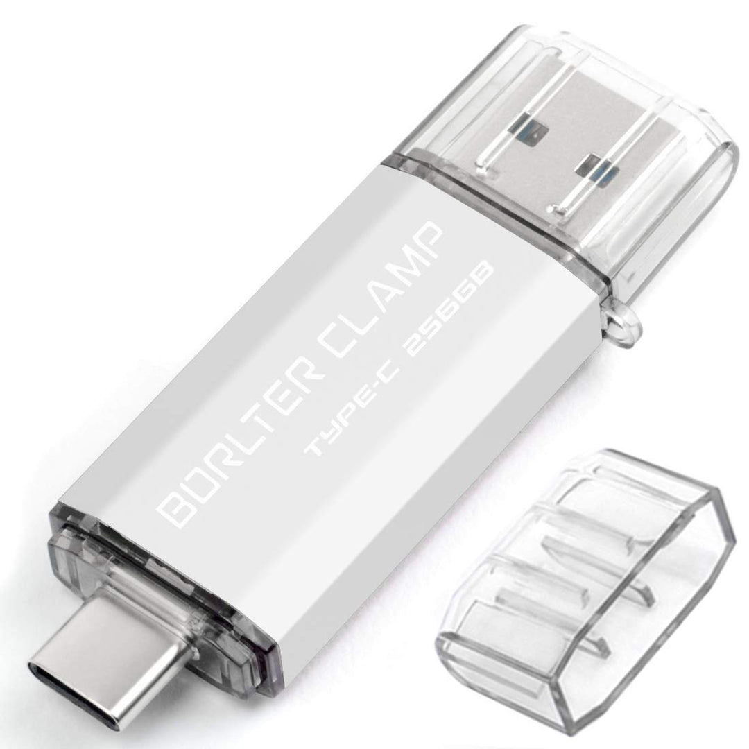 BORLTER CLAMP Type C USB-Stick 256GB OTG 2 in 1 Speicherstick Dual-Port USB 3.0 Flash-Laufwerk mit U