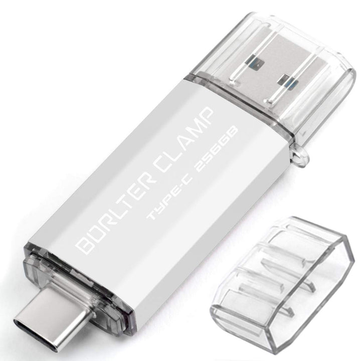 BORLTER CLAMP Type C USB-Stick 256GB OTG 2 in 1 Speicherstick Dual-Port USB 3.0 Flash-Laufwerk mit U