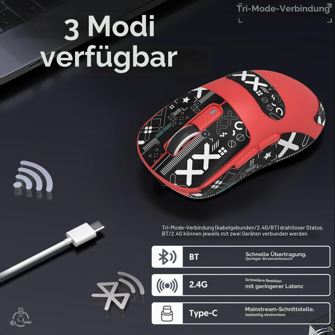 ATTACK SHARK X3 Pro 4K/8K Hz Maus, 49 g SUPERLEICHT, PixArt PAW3395 Gaming-Sensor, BT/2,4G kabellose