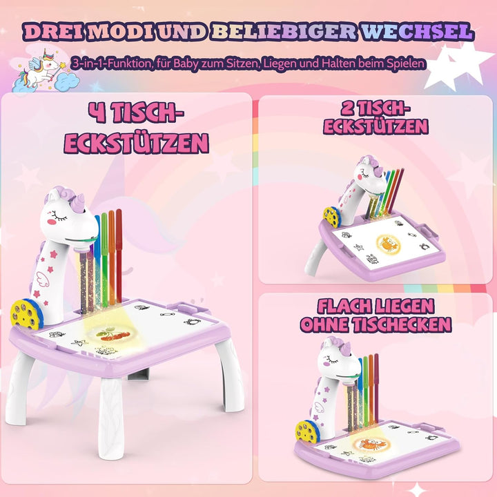 Zeichenprojektor für Kinder, Projektion Zeichentafel Kinder 52 Stück Malprojektor Kinder Set mit 72