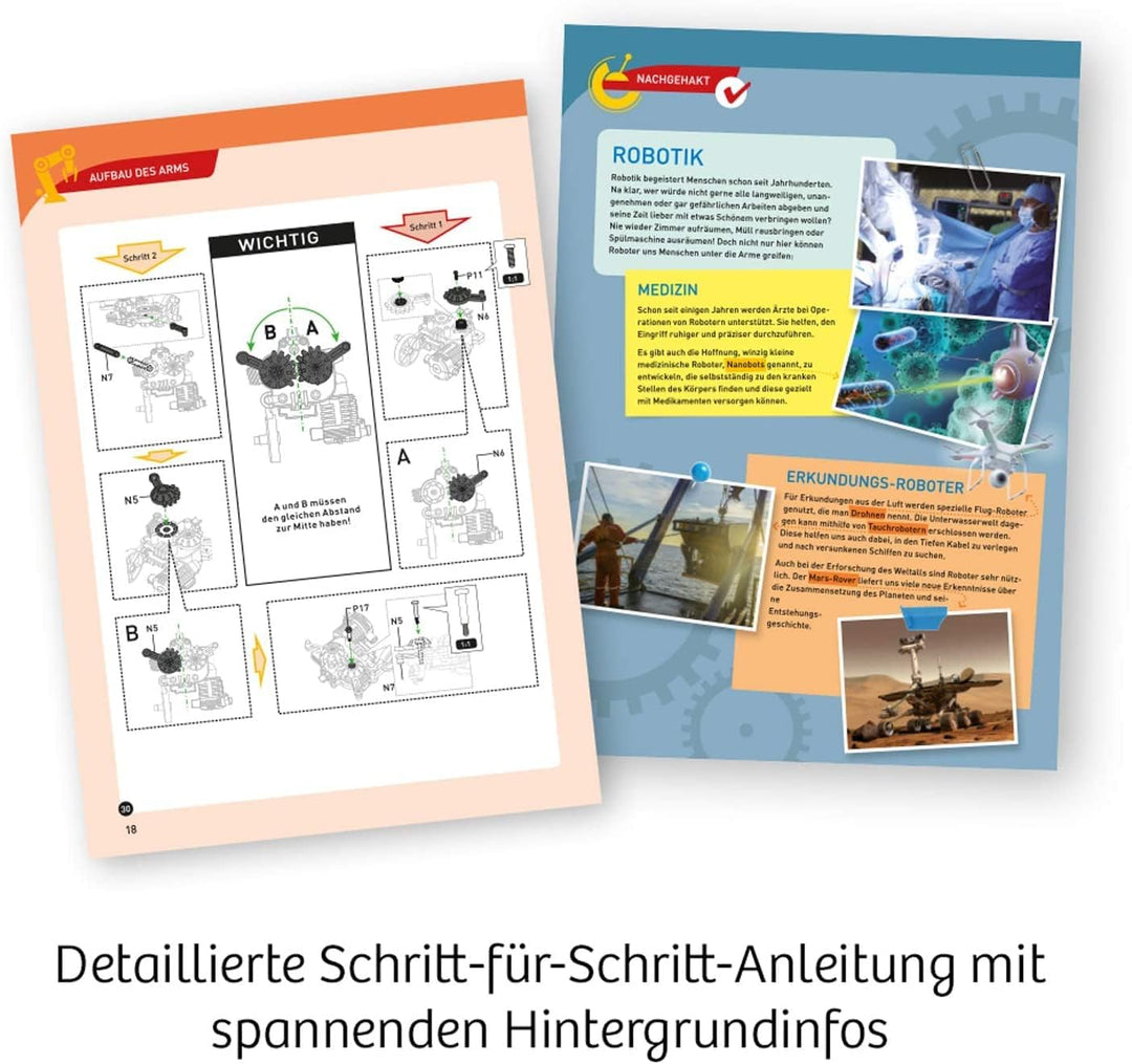 KOSMOS Roboter-Arm, Modellbausatz für deinen elektrischen Roboterarm, mit 5 Motoren und Steuereinhei