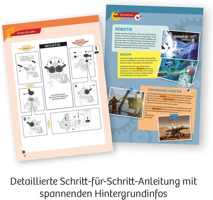 KOSMOS Roboter-Arm, Modellbausatz für deinen elektrischen Roboterarm, mit 5 Motoren und Steuereinhei