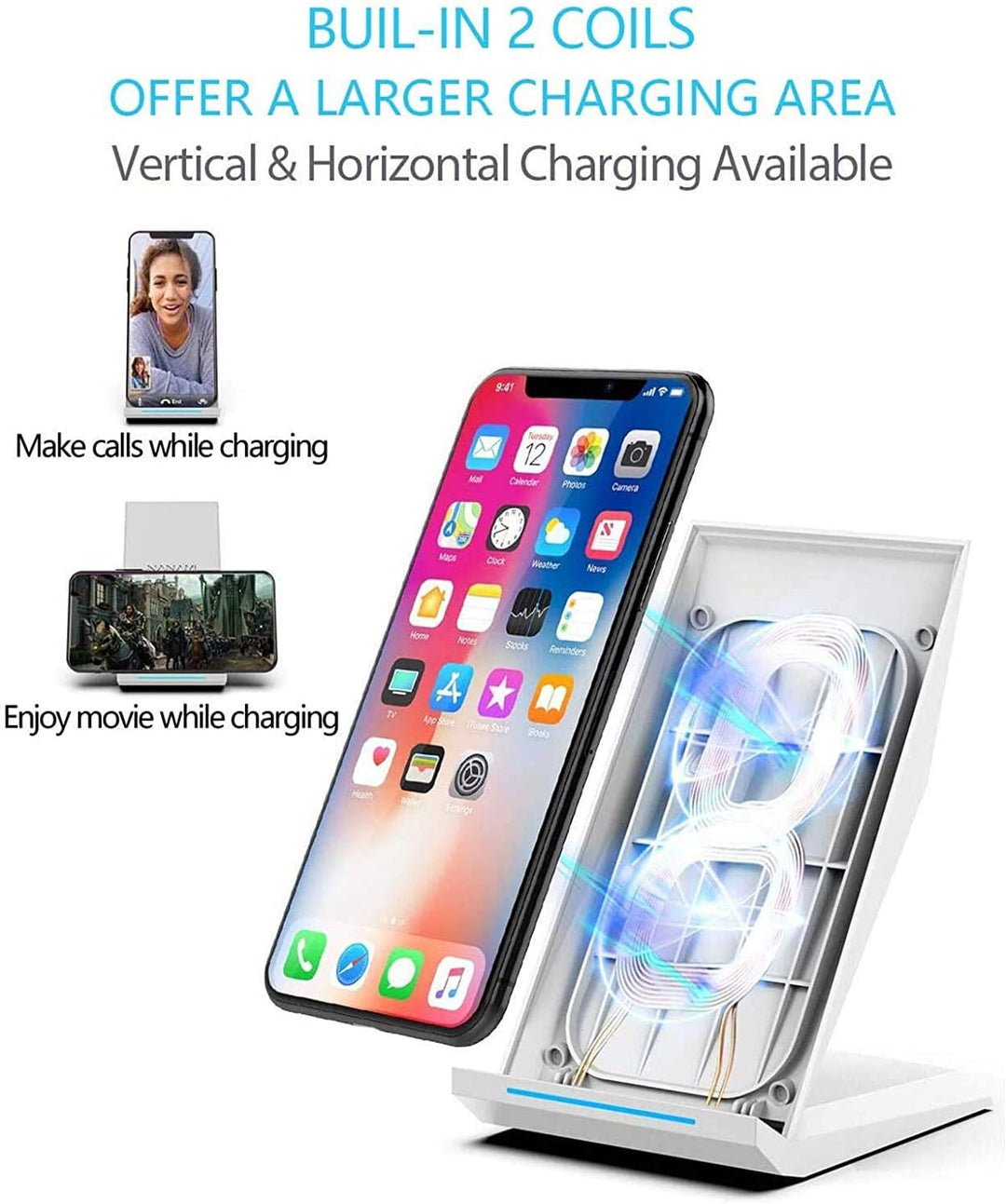 NANAMI Wireless Charger - Induktive Ladestation für iPhone 17 16 15 14 13 12 Pro 11 XS Max XR X 8 Pl
