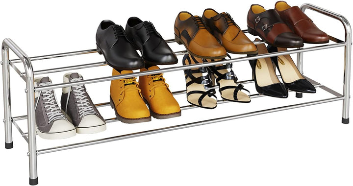 FANHAO Schuhregal, Schuhregale 2 Ebenen Edelstahl, Schuh-Organizer für bis zu 9-12 Paar Schuhe, Schu