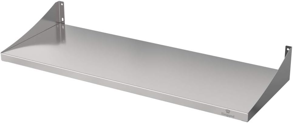 KÖNIGSPROD Edelstahl Wandregal, Bücher Regal, Tellerbord, Küche, Asteria, 300 x 800 mm, 300 x 800 mm