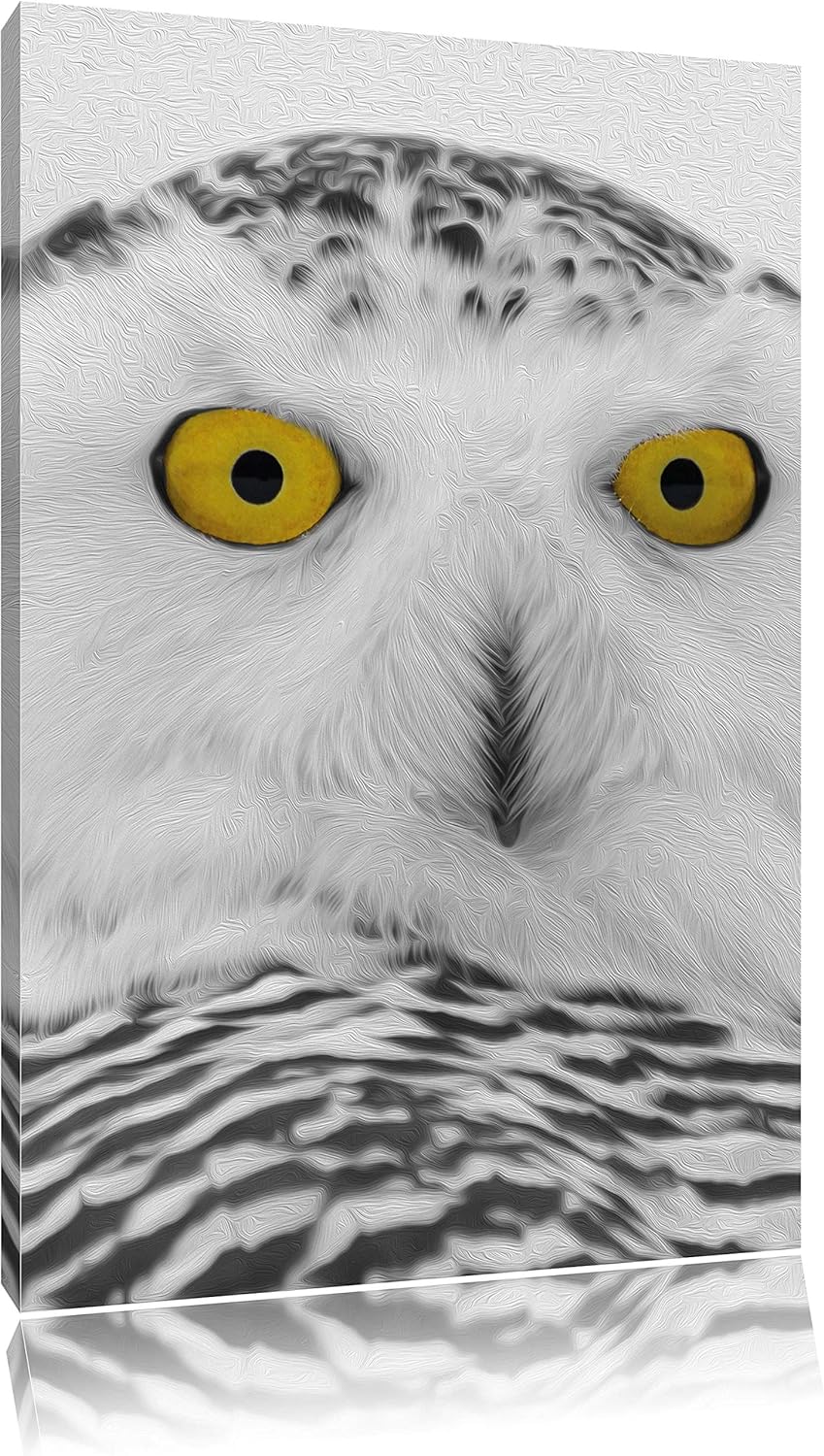 Pixxprint grosse Schnee Eule / 100x70cm Leinwandbild bespannt auf Holzrahmen/Wandbild Kunstdruck Dek
