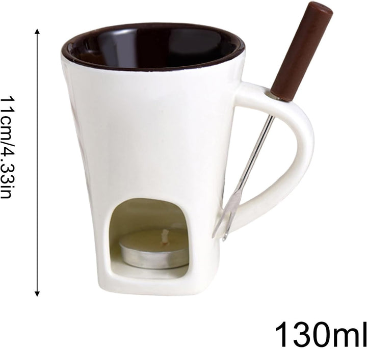 Fondue Becher,Hitzebeständig Und Aus Keramik Mit Gabel Und Kerze | Desserts Keramik Fondue-Set - Für