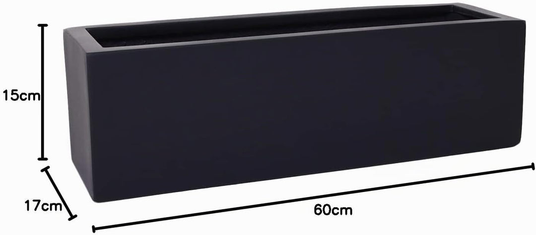 VIVANNO Blumenkasten Balkonkasten Pflanzkasten Fiberglas FLOBO anthrazit - 15x60x17 cm 15x60x17 Anth