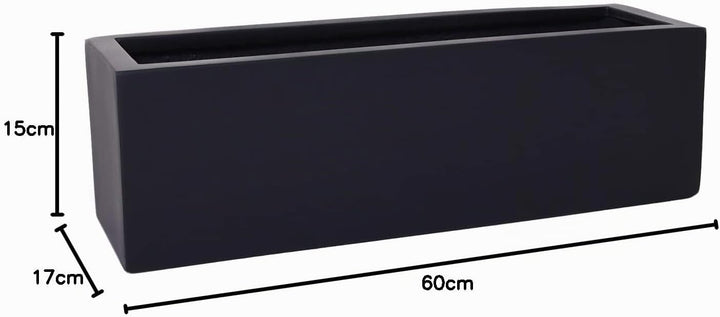 VIVANNO Blumenkasten Balkonkasten Pflanzkasten Fiberglas FLOBO anthrazit - 15x60x17 cm 15x60x17 Anth
