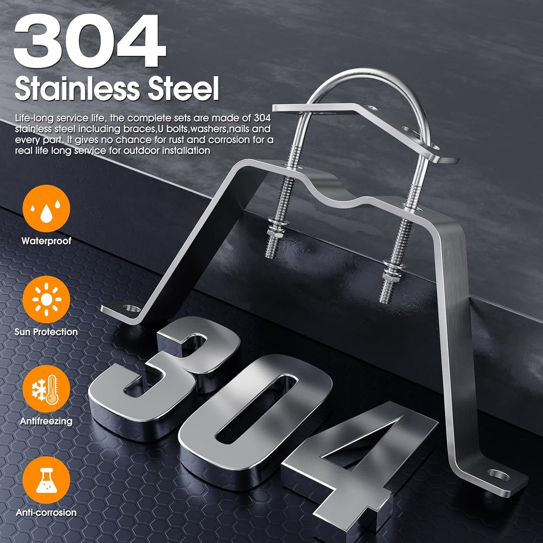 SS304 Wall Spacer/Mast Holder Pair HQ 10cm - Pole up to 50mm for Satellite Bowl/ Antenna/Parasol/Sun