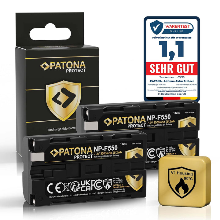 PATONA 2X Protect V1 Akku NP-F550 Kompatibel mit Sony NP-F950 NP-F930 NP-F750 NP-F730