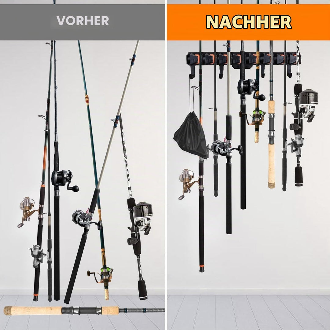 Angelrutenhalter für Garage mit Federgriff Design, Fishing Rod Rack Wand Angel Rutenhalter Vertikale