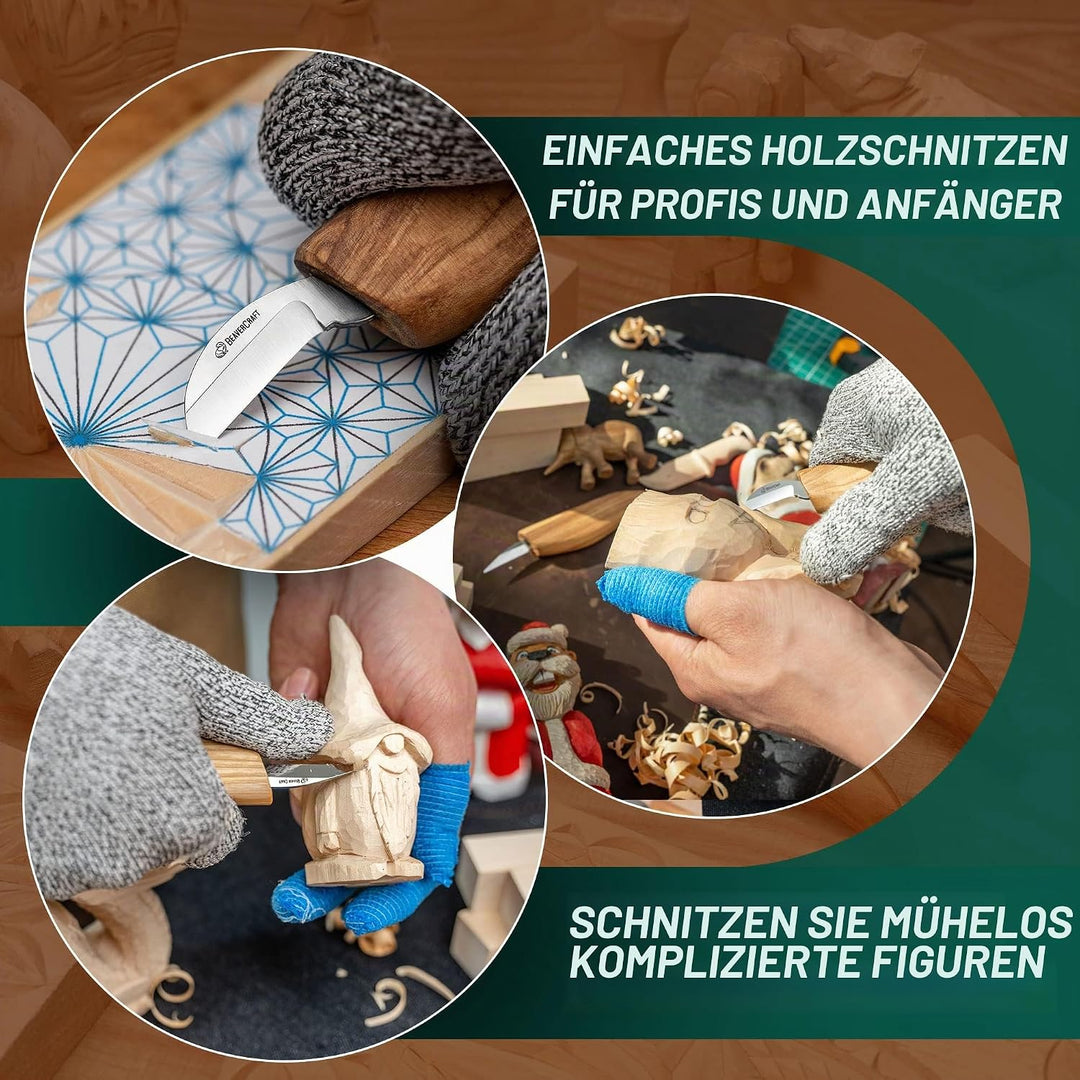 BeaverCraft Holzschnitzset S16 - Schnitzwerkzeugset - Schnitzmesserset für Anfänger - Holzschnitzmes