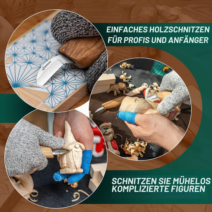 BeaverCraft Holzschnitzset S16 - Schnitzwerkzeugset - Schnitzmesserset für Anfänger - Holzschnitzmes