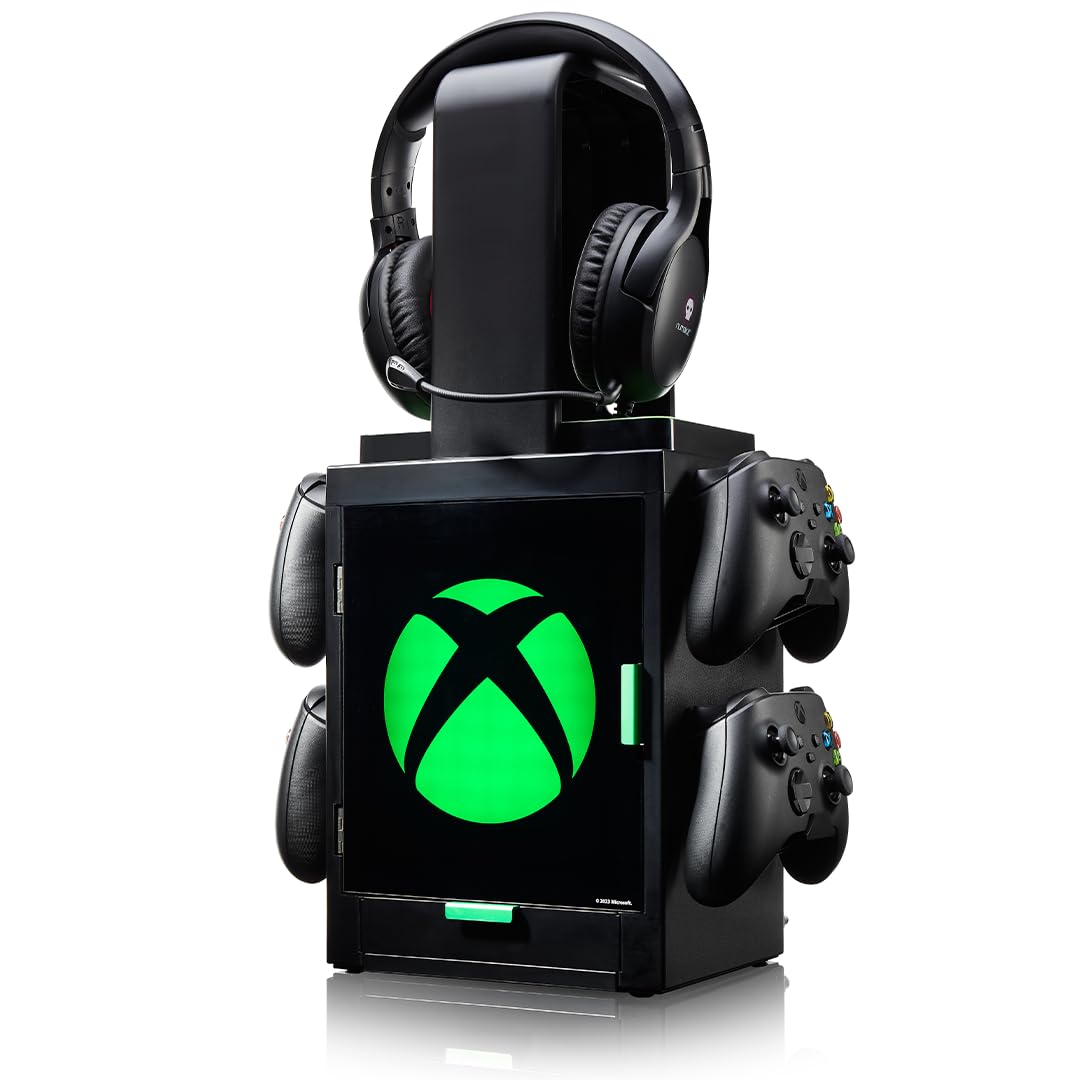 numskull Offizieller Xbox LED-Licht Gaming-Schrank, Controller-Halter und Headset-Ständer für PS4/PS